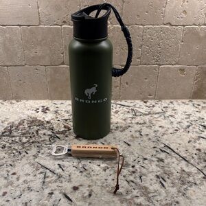 Green Bronco Water Bottle with Opener